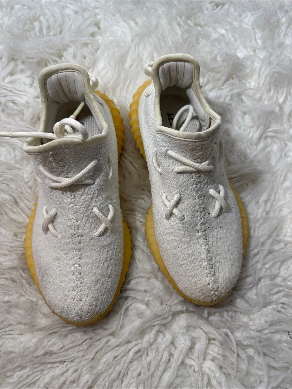 adidas Yeezy White Knit Sneakers with Cream Sole women’s Size 5 to 6